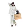 Traje de suéter casual holgado de estilo coreano para mujer, moda perezosa de otoño e invierno, nuevo suéter + pantalones de pierna ancha, conjunto de dos piezas