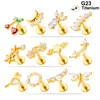 Joyería para Piercing Henson G23/F136 de Titanio con Tornillo de Cereza Incrustado de Circonita Stud para Labio Stud para Cartílago Auricular Joyería para Piercing