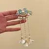 Nuevo Estilo Chino Estilo Antiguo Xiangyun Perla Borla Pasador Lateral Hanfu Accesorios para el Cabello Par de Pinzas Clásico Guofeng Pin Azul Quemado para Mujeres