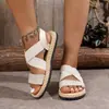 Sandalias para Mujer 2026 Primavera Nuevas Planas Estudiante Romanas de Playa Suela Suave Tira Cruzada Tallas Grandes Zapatos de Mujer