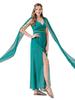 Halloween Adulto Estátua de Deusa Cos Fantasia Natal Carnaval Chiffon Verde Festa Grego Vestido Longo Saia