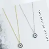Colar S925 de prata Olho de Diabo olhos azuis diamante redondo mini estilo coreano simples colar clavícula
