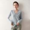 Suéter de Cachemir para Mujer Cuello en V Hombro Suéter Tejido Suéter Pulóver Holgado Ropa de Otoño e Invierno Top con Camiseta de Base