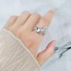Anillo de apertura de doble capa de piedra lunar plisada de viento frío de metal Dongdaemun, nuevo anillo de joyería de dedo índice de moda