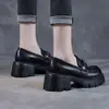 Mocasines para Mujer Estilo Británico Primavera Otoño Nuevos Piel Suave Suela Gruesa Ligeros Aumentan la Altura Zapatos para Mujer Suela Suave Marrón Retro Zapatos de Vestir