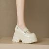 Mocasines de Tacón Ultra Alto de 12 cm Novedad 2025 Plataforma Suela Gruesa Tacón Grueso Que Aumenta la Altura Versátiles Zapatos de Piel para Personas Bajitas