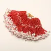 Pingentes de Borla DIY com Contas de Vidro Estilo Antigo para Acessórios Hanfu, Grampos de Cabelo de Rattan Artesanais, Enfeites