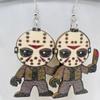 Aretes de madera de Halloween transfronterizos Personajes de películas de terror europeas y americanas Aretes exagerados para las fiestas Joyería de Amazon