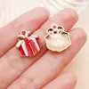 Colgantes Serie Navideña de Aleación Roja con Goteo de Aceite Muñeco de Nieve Copo de Nieve Charms Accesorios para Pendientes Llavero DIY