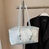 Moda de Primavera Bolso Simple Textil Sobaco Cesta de Verduras Combinable Casual Color Sólido Moda Coreana Bolso de Hombro para Mujer