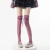 Populares Calcetines Largos de Encaje con Forma de Diamante, Atados, Huecos, Estilo Ballet para Primavera y Verano, Calcetines Altos hasta el Muslo Retro Lolita