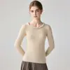 Camiseta base de cashmere luxuosa com gola redonda, detalhes em diamante e canelado vertical para mulheres, suave, simples, justa ao corpo, versátil, malha de manga longa