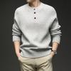 Yingao Atacado Malha Grossa Masculina Estilo Preguiçoso Transfronteiriço Outono e Inverno Estilo Coreano Misturada Ponto Grosso Gola Redonda