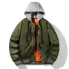Chamarra de Vuelo Ma-1 de Marca Trendy Transfronteriza, Nuevo Estilo Primavera y Otoño para Hombre, Bloques de Color, Capucha Desmontable, Chaqueta de Béisbol Holgada