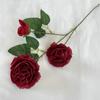 Flor de Seda de Peonía Simulada de 3 Cabezas Estilo Europeo Boda Decoración del Hogar Flor Falsa Arreglo para Arco de Boda Flor de Peonía Simulada