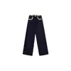 Jeans Vintage Azul Oscuro de Pierna Recta para Mujer Otoño e Invierno Nuevos de Cintura Alta Sueltos Adelgazantes Pantalones de Pierna Ancha para Mujeres con Curvas