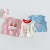 Chaleco Súper Lindo de Dibujos Animados para Niñas 2026 Nuevo Verano Bebé Camiseta Linda con Estampado de Gato Conjunto de Verano Estilo Coreano para Niños