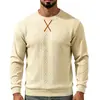 Moletom masculino de manga comprida europeu e americano, pulôver jacquard com gola redonda bordado Amazon outono/inverno, camada base simples de peso pesado