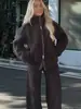 Otoño e Invierno 2025 Tops Gruesos de Imitación de Lana de Cordero para Mujer Cuello Alto Cálido Relleno Superior Holgado Color Sólido Bloqueo de Temperatura Algodón