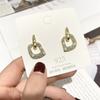 Nuevos pendientes de plata S925 con forma de aguja, estilo francés, estilo retro geométrico cuadrado, para mujer, estilo coreano, sencillos, combinables, elegantes y a la moda.