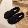 Zapatos Mary Jane Planos de Peluche Versátiles Estilo Nuevo Añadido Forro Polar 2026 Zapatos de Algodón Mocasines Estilo Coreano Peludos Otoño Invierno Slip-ons