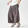 Verano 2025 Nuevo Transfronterizo Tallas Grandes Pantalones Casuales de Pierna Ancha para Hombre Moda Amazon Pantalones de Algodón y Cáñamo para Hombre Chino