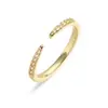 Anillo Abierto Geométrico de Cobre Chapado en Oro de 18K con Circonita Aogu Moda Transfronteriza Simple Anillo Versátil Retro de Nicho para Mujer