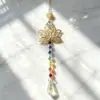 Carrillón de Viento de Cristal de Loto Transfronterizo Atrapasol Adorno Colgante para Decoración de Ventana y Jardín, Generador de Arcoíris, Dropshipping Disponible