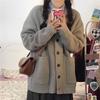 Jaqueta Suéter JK Nova Outono e Inverno 2024 Estilo Japonês Retrô Estilo Preguiçoso Cardigã de Tricô Gola V Solto Manga Longa