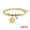 Pulsera Europea y Americana Transfronteriza Acero Inoxidable Pulsera Hueso de Serpiente Conmemorativa del Día del Maestro Regalo Festivo Diamante Rosa Grabado Pulsera de Acero de Titanio