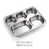 Bandeja de Comida Compartimentada de Acero Inoxidable Grado Alimenticio 304 Profunda Grande Cinco Compartimentos Cantina Bandeja de Comida Rápida Bandeja de Preparación de Cocina Soporte Duradero