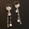 Pendientes elegantes con borlas largas de perlas, pendientes de flores para mujer, pendientes de hada Mori súper fáciles de combinar de Corea del Sur.
