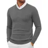 E-commerce Transfronteiriço Malhas Outono/Inverno Suéter Masculino Estilo Coreano Slim Fit Gola V Fino Respirável Manga Longa Suéter Masculino