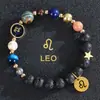 Venta Caliente de AliExpress Pulsera de Ocho Planetas Doce Constelaciones Pulsera de Piedra Mate con Cuentas Pulsera de Planeta 12 Constelaciones