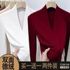 Camiseta térmica de terciopelo alemán para otoño e invierno, de manga larga, para mujer, nueva, gruesa con forro polar, corte ajustado, moda occidental, top con cuello en V