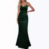 2023 Europa y Estados Unidos Amazon Vestido Nuevo de Primavera y Verano Color Sólido Delgado Correa Delgada Vestido de Falda Amplia