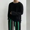 Moletom branco casual e descontraído de gola redonda e corte solto, camiseta masculina de manga comprida, top preguiçoso de corte baixo, estilo de alta qualidade