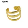 Wt-Jf357 Exportación Más Vendido Único Diseño Calado de Tres Capas Textura de Latón Apertura Suave Pulsera para Niñas