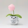 Tulipa em Vaso Tecida em Z com Fio de Lã Crochê Feito à Mão Produto Acabado com Energia Positiva, Flores Pequenas Multicores, Decoração de Flores Artificiais