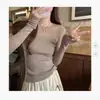 Suéter de Lã Tricotado de Manga Longa para Mulheres, Nova Moda Primavera 2025, Estilo Puro Desejo, Versátil, Slim-Fit, Top que Reduz a Idade