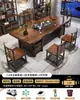 Mesa de Té Grande y Juego de Sillas Una Mesa Cinco Sillas Nuevo Estilo Chino Mesa de Café Juego de Té Integrado Juego Completo Oficina Hogar Estación para Preparar Té
