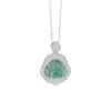 Collar de Plata de Ley S925 Jade Azul de Agua Buda Maitreya para Mujer Colgante de Diamante Buda Cadena de Clavícula Estilo Chino Exquisito Regalo