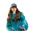 Sudadera Fina de Cuello Redondo con Estampado de Letras 'Salt' para Mujer Tendencia Bf Boyfriend Marca Retro Grasa mm Top Holgado que Cubre el Vientre