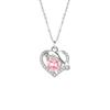 Colar feminino em forma de coração Sterling Silver 925, elegante all-match rosa corrente de clavícula de zircão, ins, pingente coração-piercing