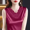 Camisola de renda traje feminino roupa íntima verão seda artificial camisa base sem mangas peça externa mãe top de cetim