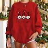 Feliz Navidad suéter con hombros descubiertos suéter estampado de Papá Noel para mujer europeo y americano holgado de talla grande