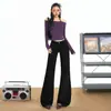 Jeans Bootcut Laranja Infantil # Hot Girl da High Street Americana para Mulheres, Modelagem Slim, Elegante, Versátil e Calças de Veludo Comprimento Total