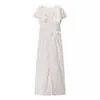 ZA Europa Transfronteriza Comercio Exterior Ropa de Mujer AliExpress Venta Caliente Verano Temperamento Floral Volante Cuello en V Ajuste Delgado Vestido