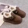Nuevas botas de invierno estilo Birkenstock para niños, forradas de felpa y engrosadas, con suelas suaves antideslizantes, para niñas de 6 a 12 años, y zapatos cálidos de algodón para niños