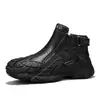 Sapatos Masculinos Outono Inverno Cano Alto Workwear Botas Curtas Masculinas Novas Tendência Outdoor Solas Grossas Zíperes Laterais Botas Martin Casuais Masculinas